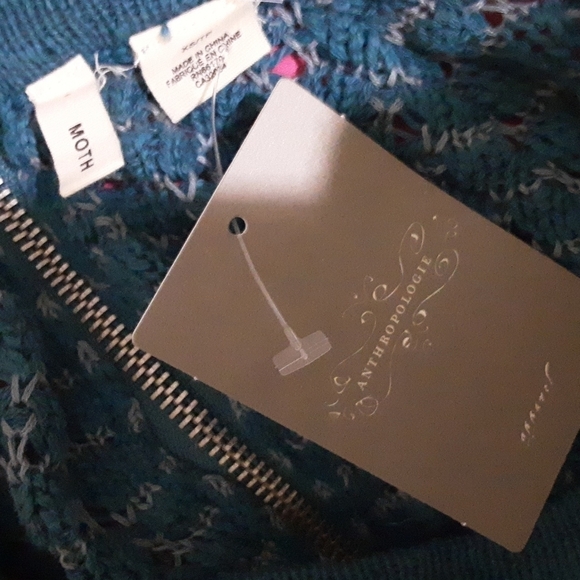 Anthropologie Moth women open knit sweater XS high low zipper accent festival - Picture 8 of 10